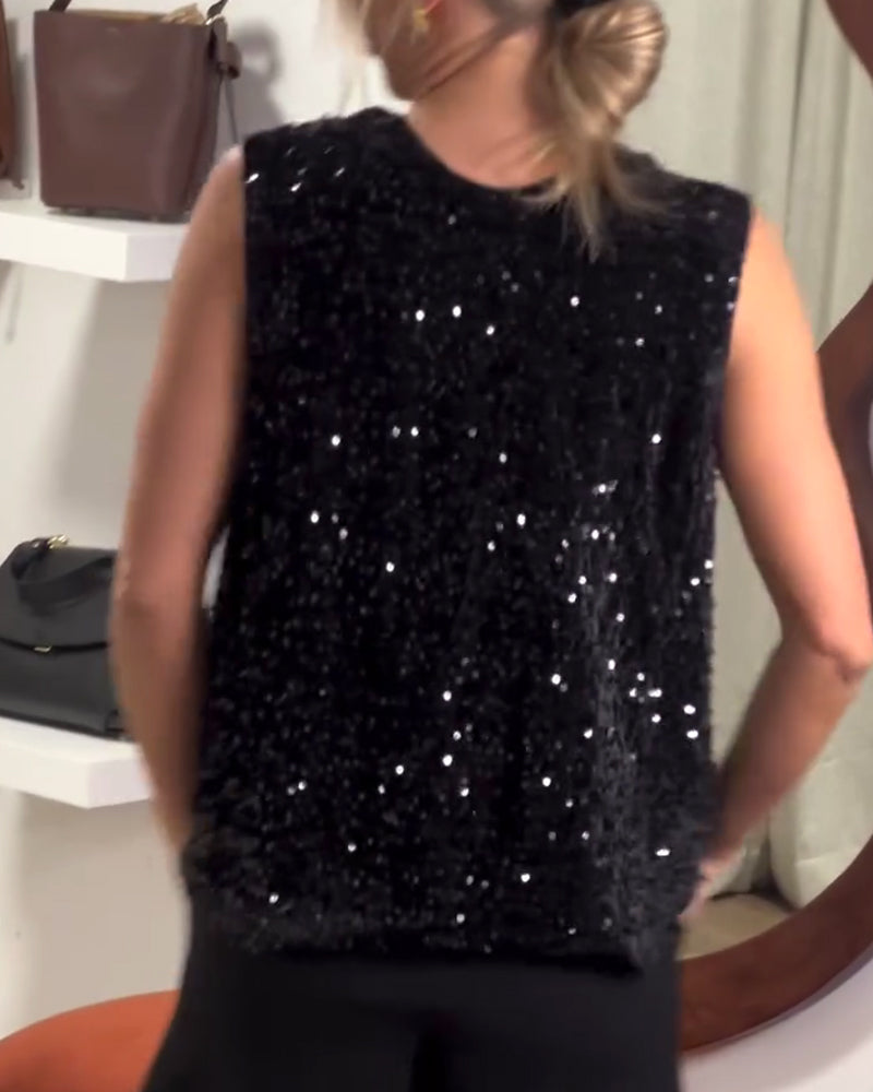 Tank Topp Modisk Sløyfe Glitter