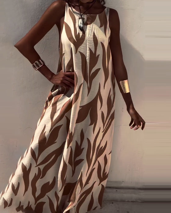 Kjole Ermeløs Ryggløs Trykt