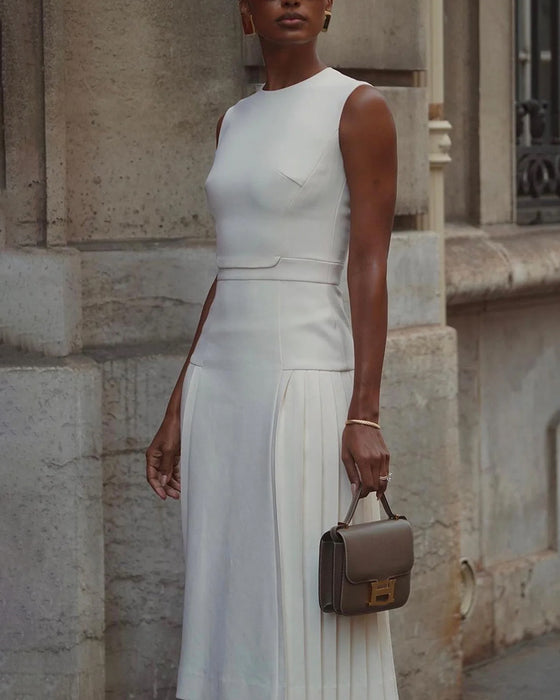 Slank motekjole uten erme med solid farge