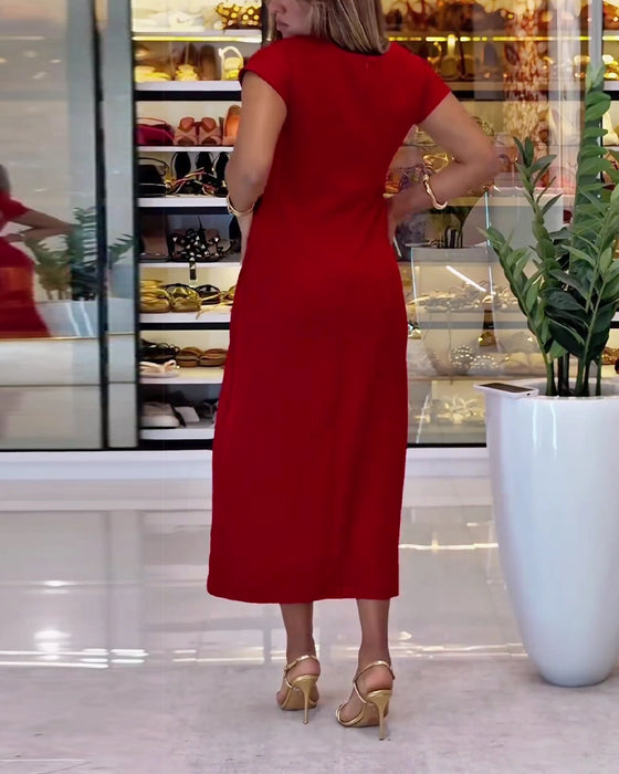 Kjole Elegant Tettsittende Midje Splitt