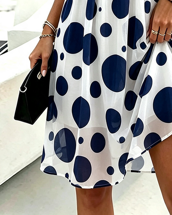 Kjole Ruffle Trim Polka Dot Rynket