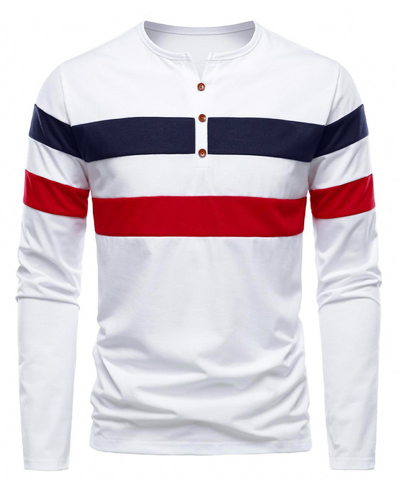 T-Shirt Rundhalset Stripet Langermet Menn