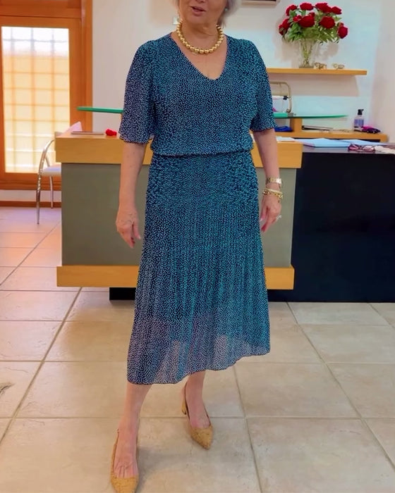 V-hals løst skjørt med midtermer