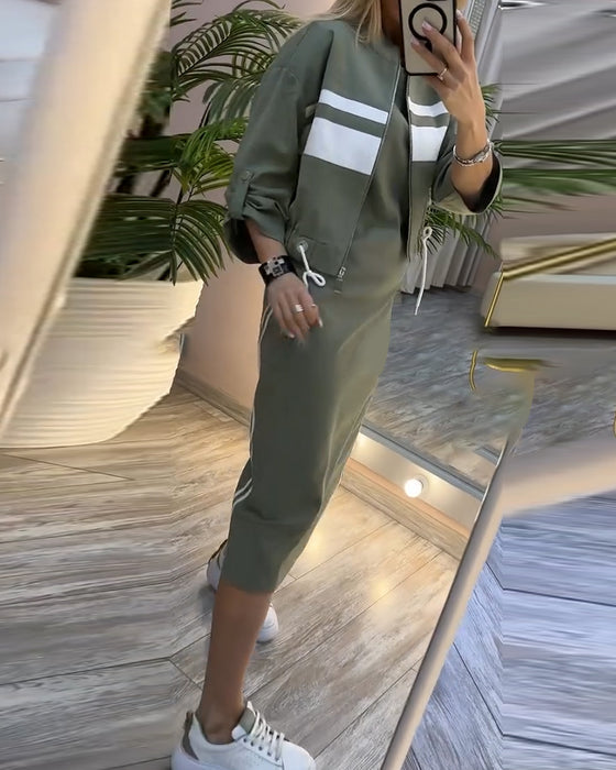 Sett uformell jakke ermeløs kjole