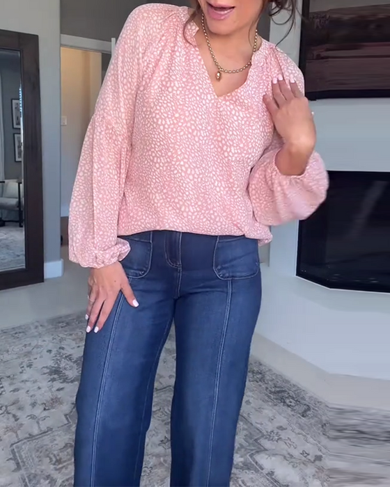 Bluse Mønstret Lykt-Erme Langermet