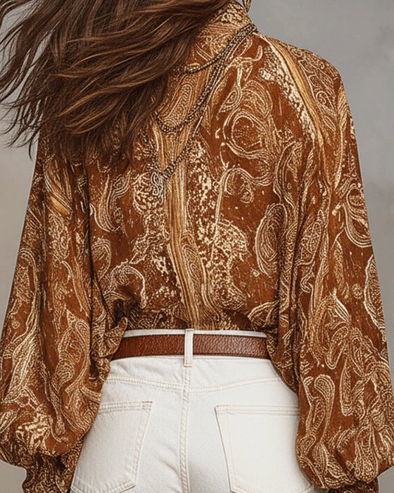 Bluse V-Hals Trykk Casual