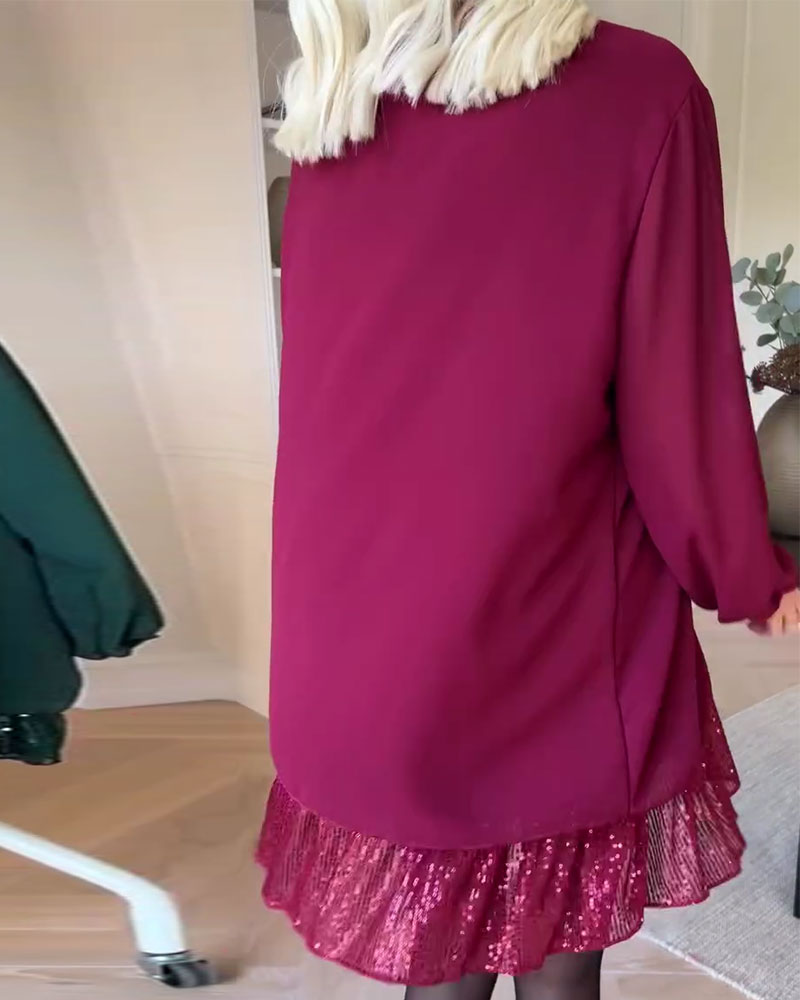 Kjole Rund Hals Løs Lappverk