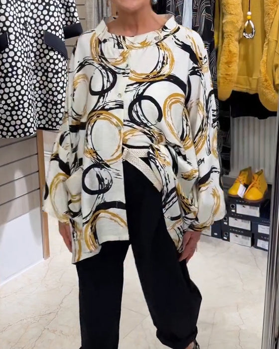 Skjorte Ståkrage Knapp Unik Trykk