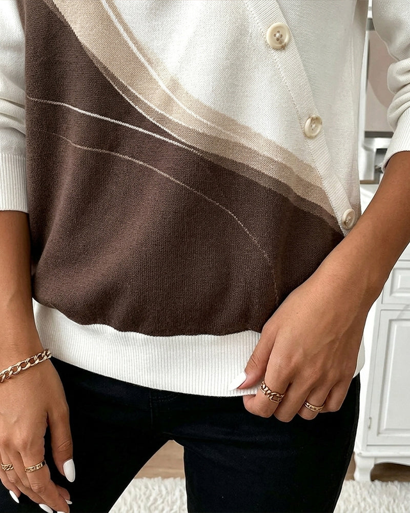 Sweatshirt Fargeblokk Twill Knapp Halv-Glidelås