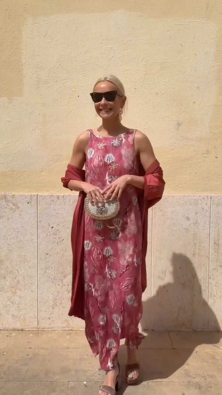 Sett Ermeløs Maxi Kjole + Matchende Cardigan