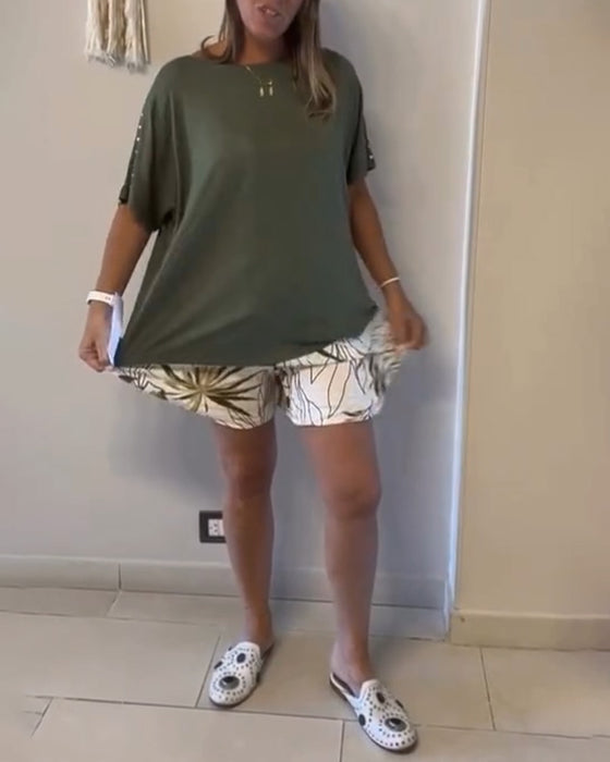 T-Skjorte Løs Rund Hals Kort Erm