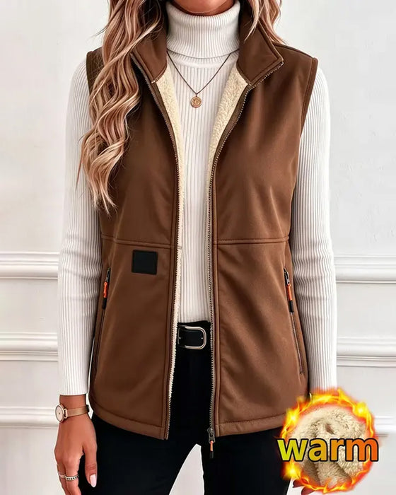 Cardigan Polstret Polar Fleece Åpen Foran