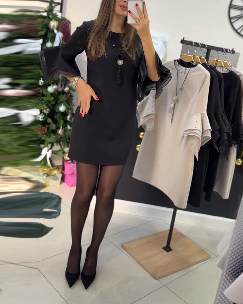 Kjole Stilfull Nøkkeroseblader Forgyldte Krystaller Rett Passform