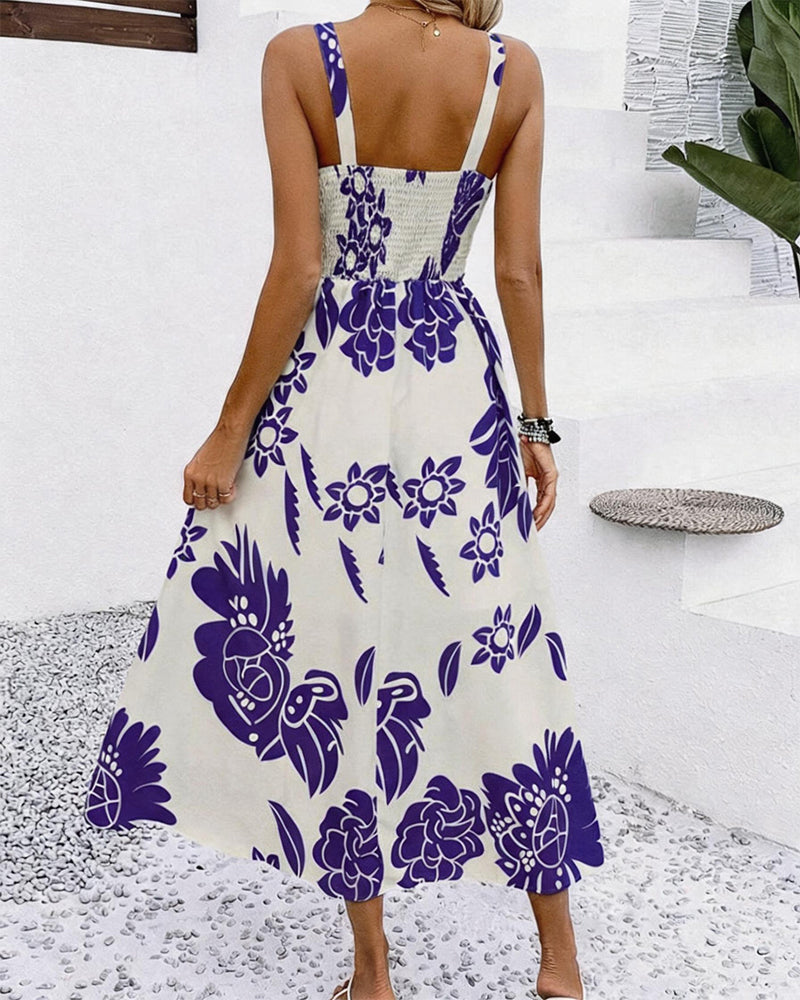 Kjole Elegant Stroppy Trykk