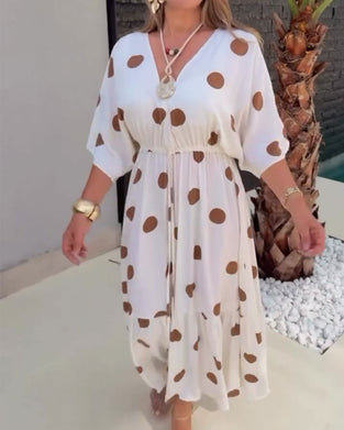 Kjole Prikket Snørt Midje