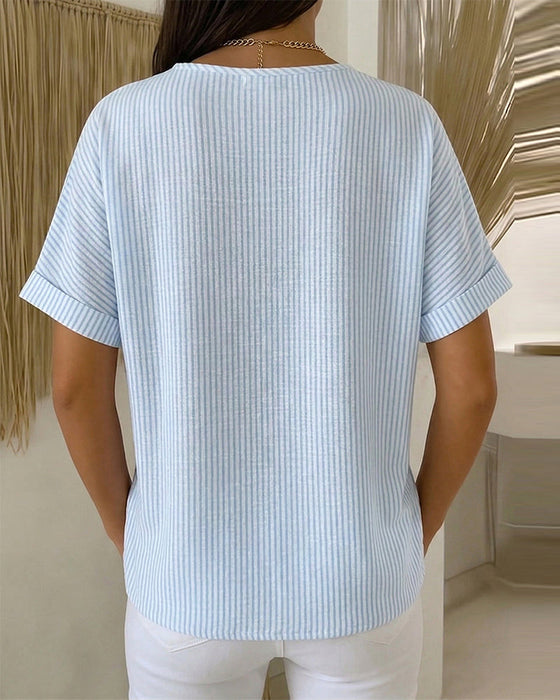 Bluse Rund Hals Kort Erm