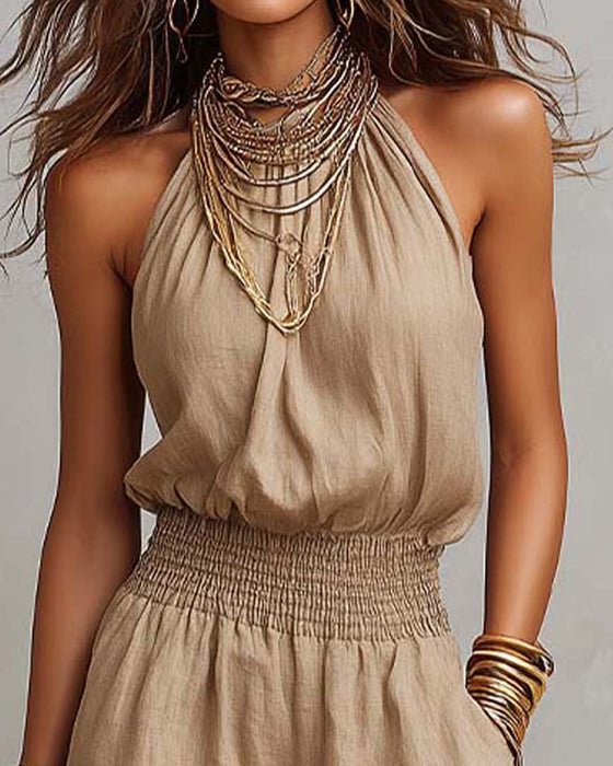 Hoppdrakt Elegant Halter Rynket
