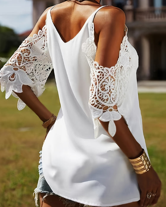 Bluse Off-Shoulder Hul Ensfarget