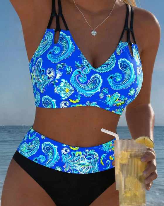 Bikini Fargeblokk Stropp Paisley