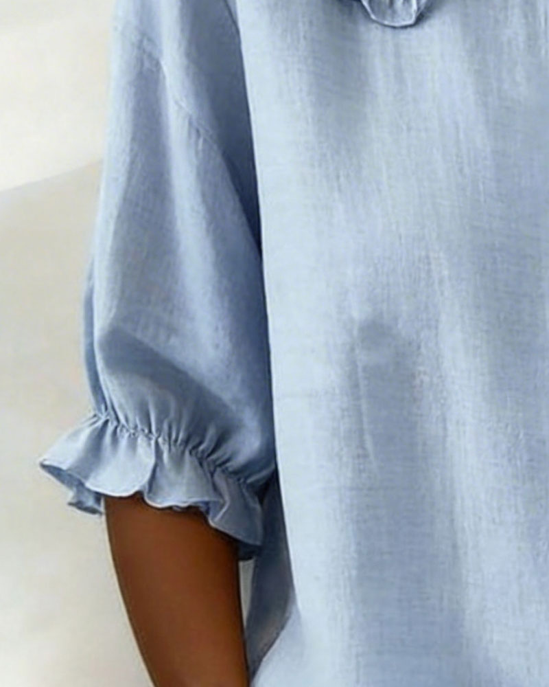 Skjorte Peter Bomull-lin Pan-Krage Rysjekant Knappefront