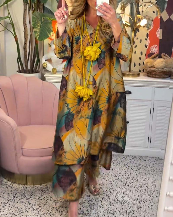 Retro løst trykket casual sett