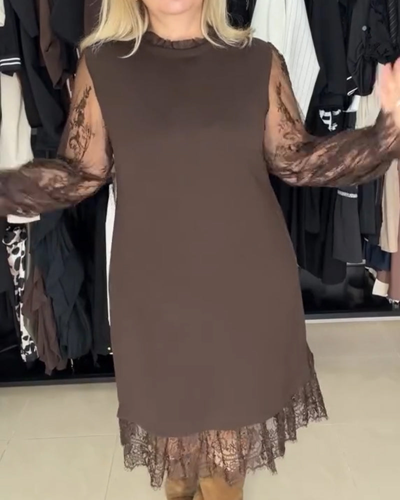 Kjole Knipling Lappeteppe Stilig Langermet