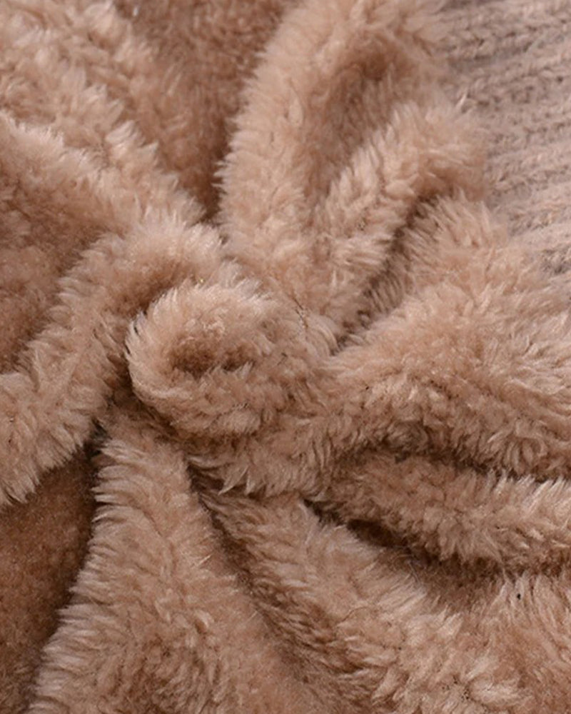 🔥Stilig Tykkstrikket Vinterlue – Med Varmt Ansiktsskjold Og Skjerf🧣