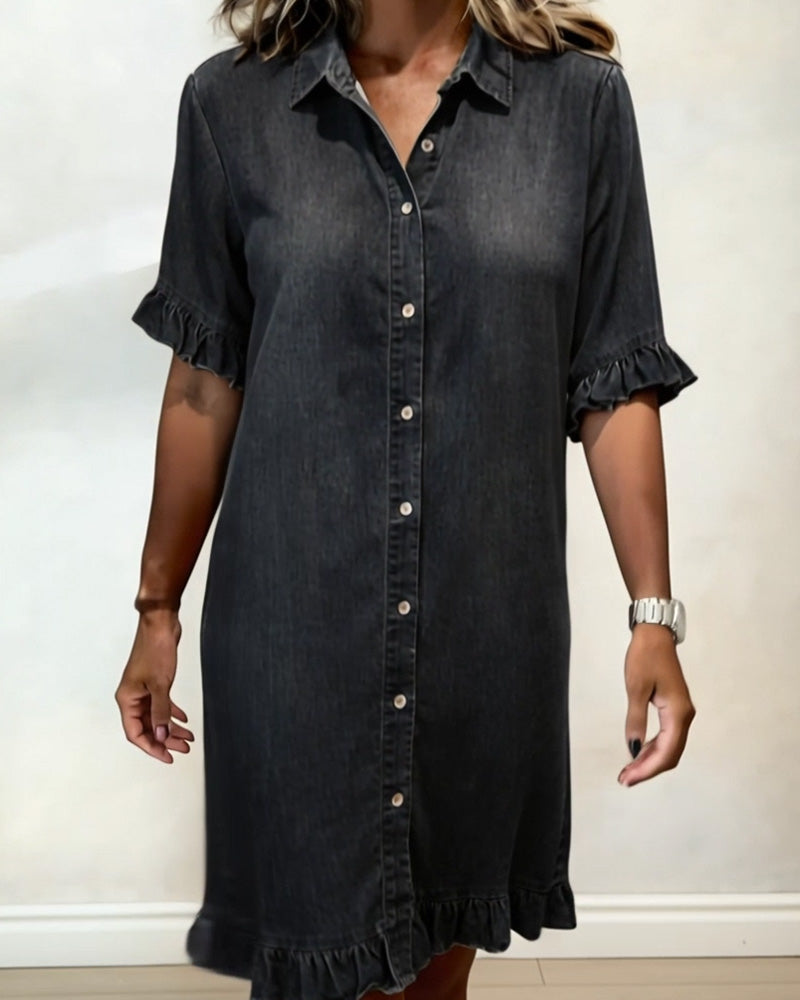 Kjole Denim Rysjer Skjorte