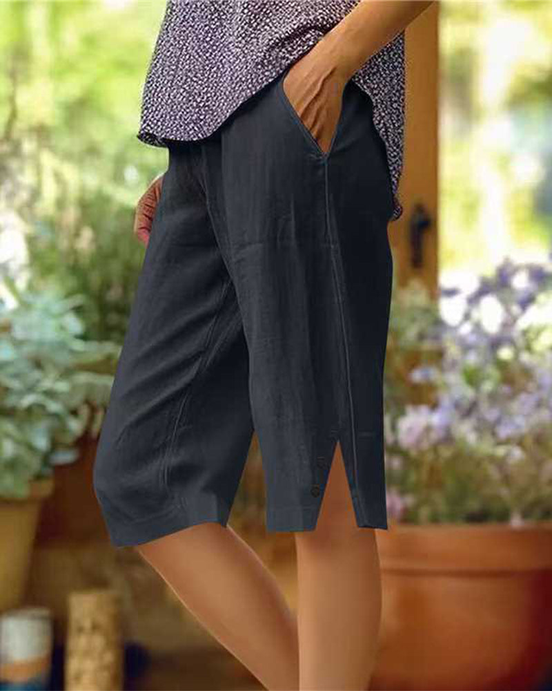 Bukse Elastisk Midje Casual Bermuda