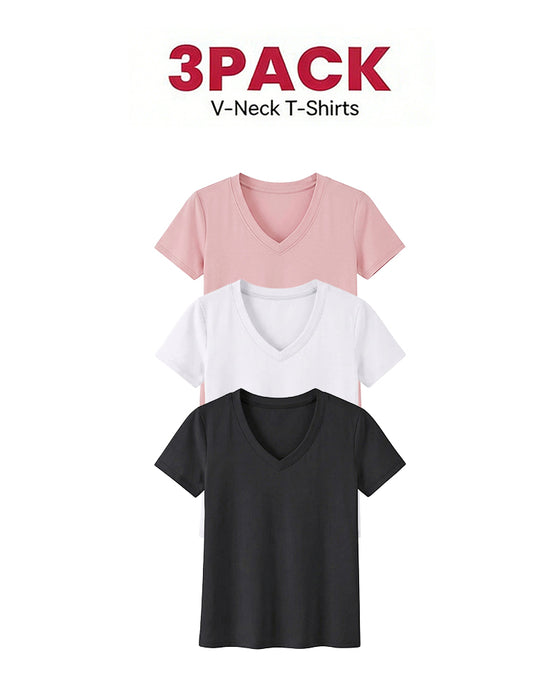 1/3-Pakke Komfortable Basic-T-Skjorter For Kvinner