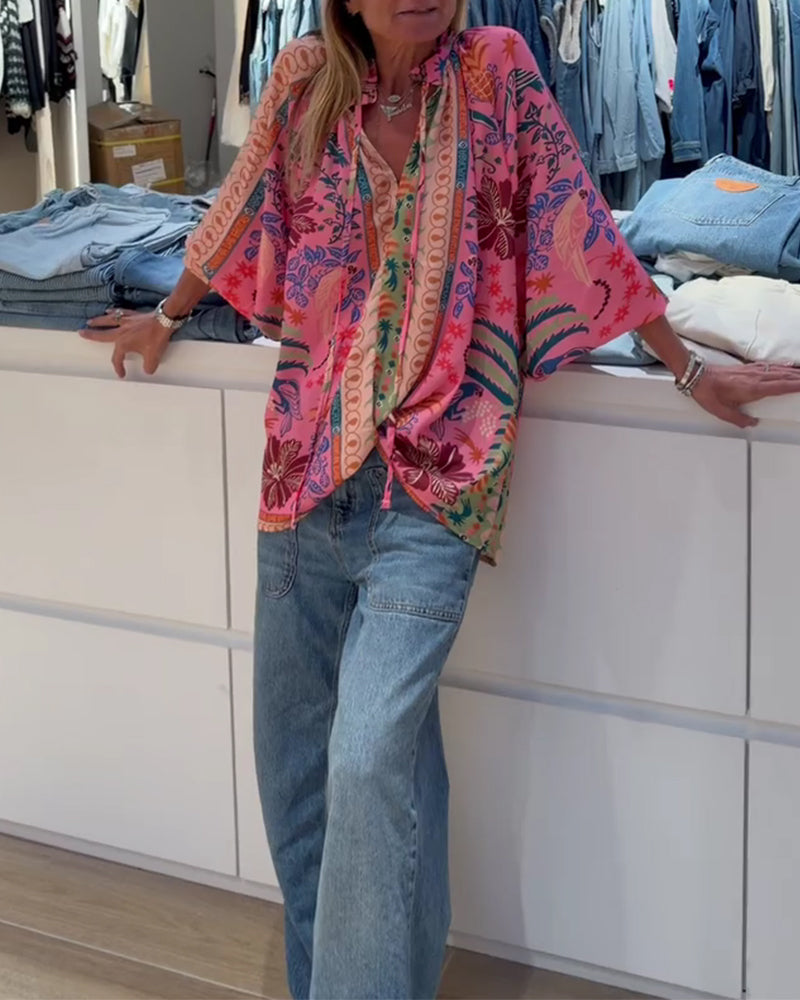 Bluse Bohemisk Trykk