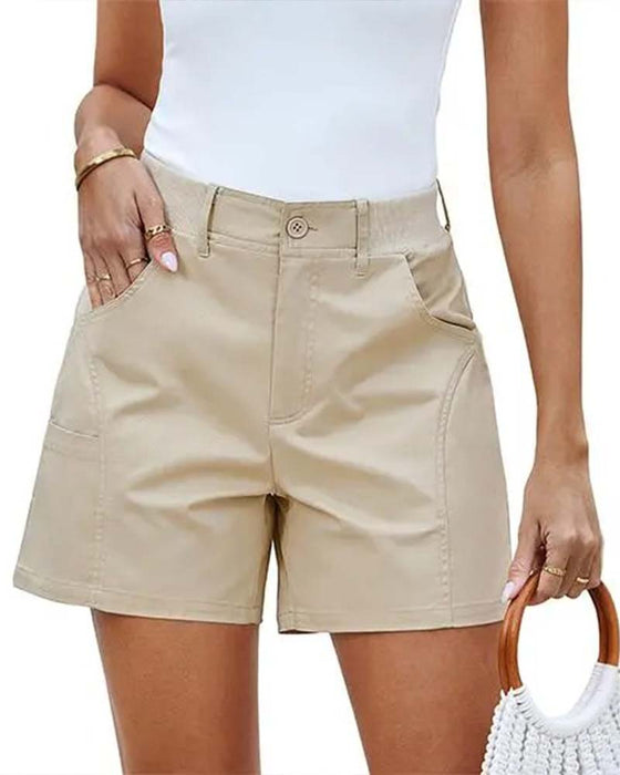 Shorts Med Lommeknapp Ensfarget