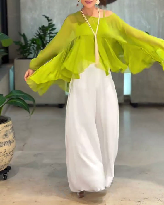 Bluse Med Elegant Ensfarget Stil