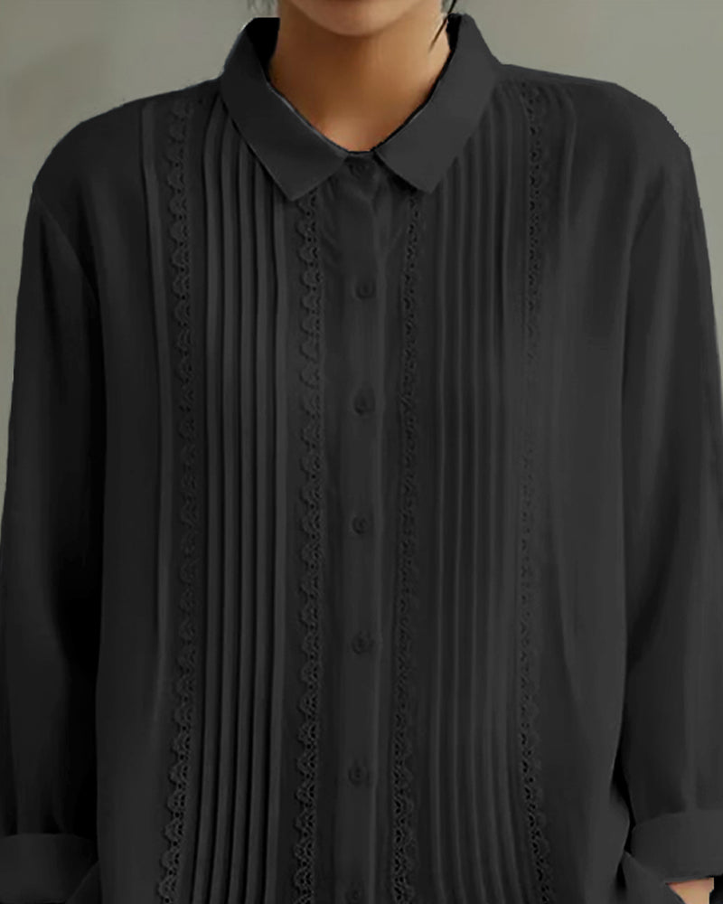 Skjorte Dukkekrage Ensfarget Langermet