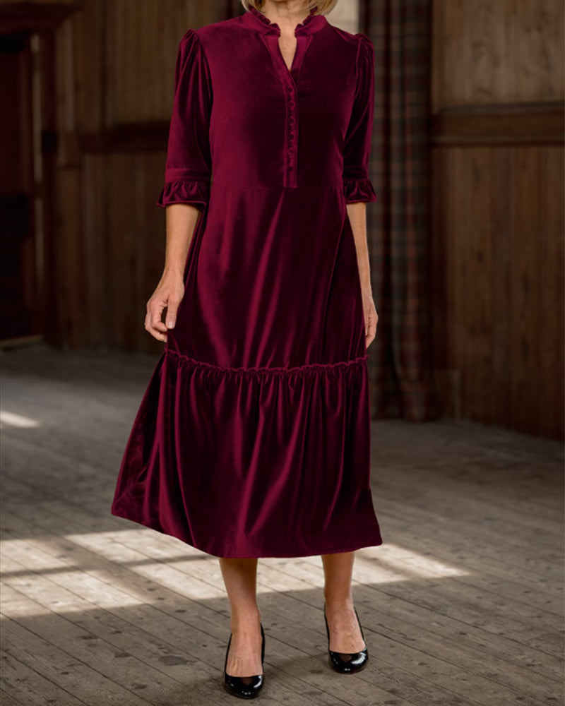 Kjole Rysjekrage Fløyel A-linje
