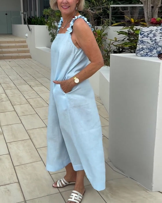 Kjole Firkantet Utringning Ermløs