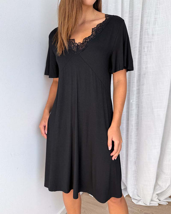 Kjole Knipling Søm V-Hals