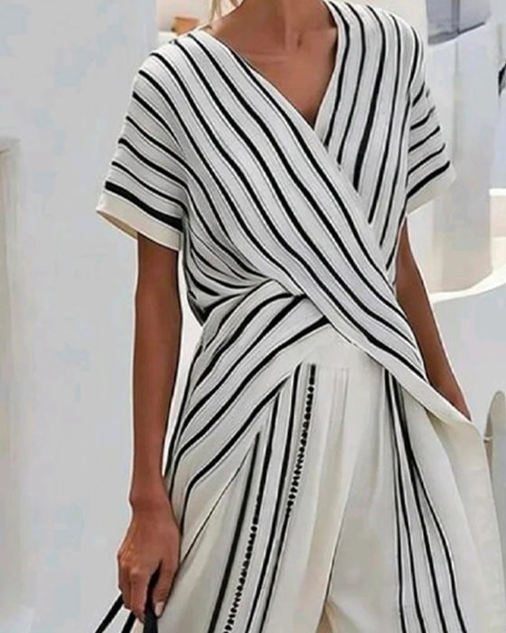 Sett V-Hals Kors Stripe Bred Ben