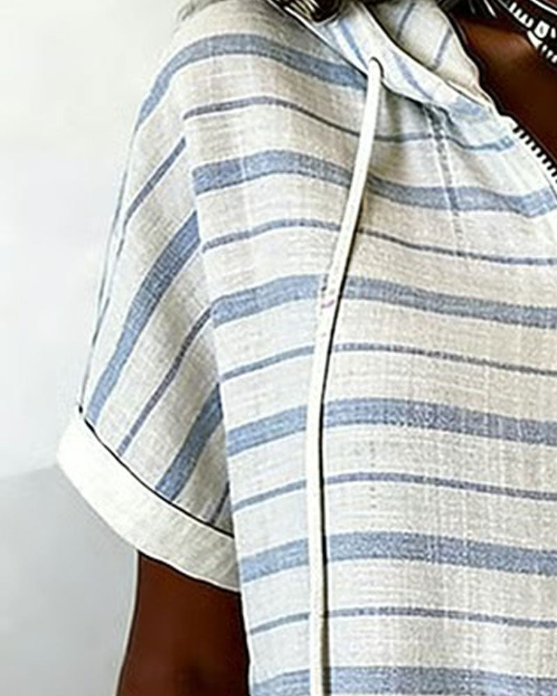 Topp Stripet Hetting Glidelås Kort Erme