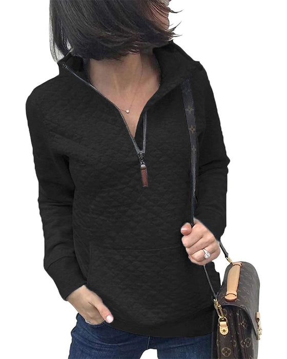 Sweatshirt Avslappet Glidelås Lang Erme