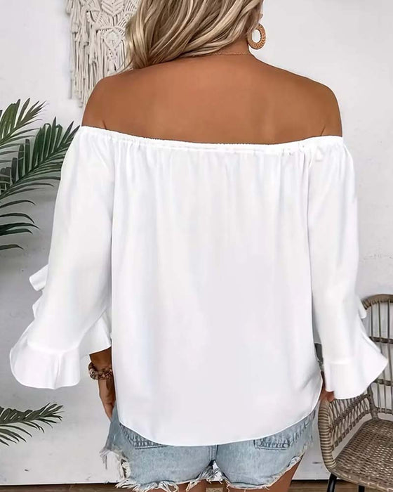 Bluse Bandage Off-Shoulder Rynket Erme