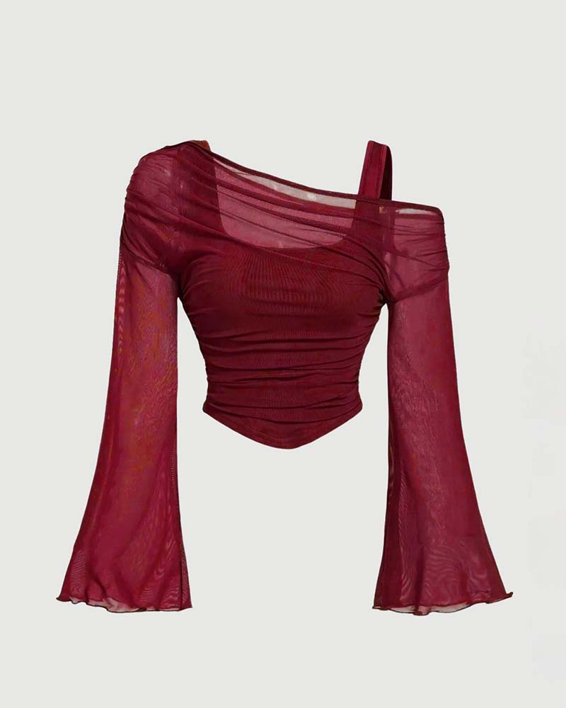 Bluse Nett Rynket Lang Erme Cami