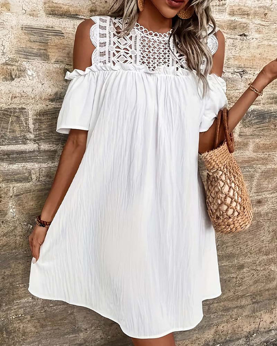 Kjole Utskjæring Off-Shoulder Kort