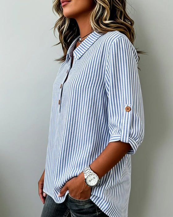 Bluse Casual Stripet Henley