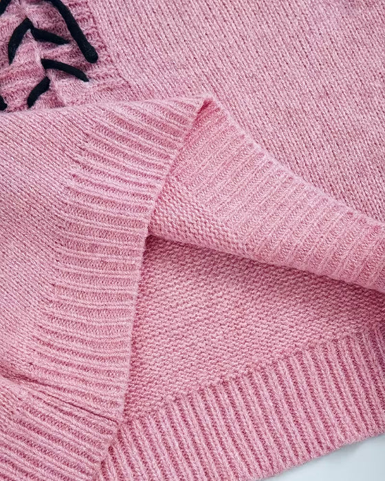 Pullover Knyting Hette Casual