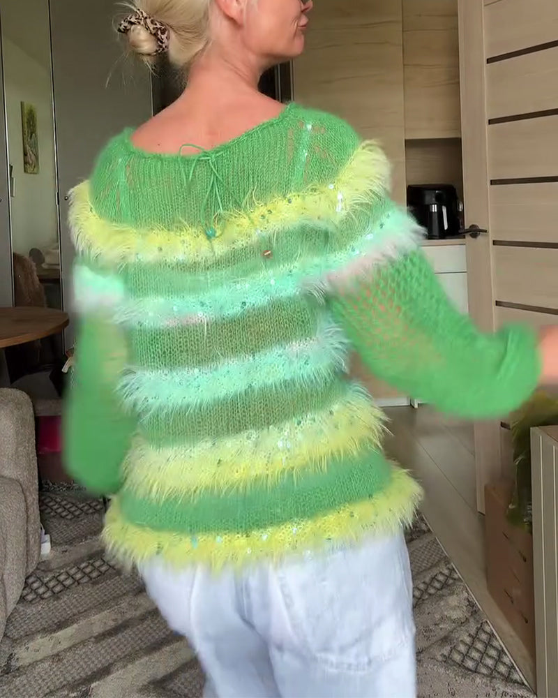 Overgangsfarge Hullstrikket Rundhalset Genser