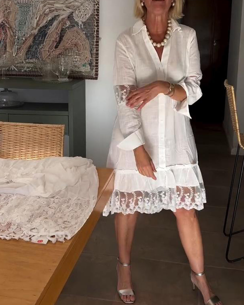 Skjortekjole Kniplingkantet Krage