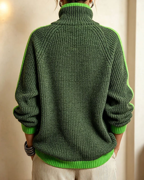 Genser Turtleneck Kontrast Raglan Erme