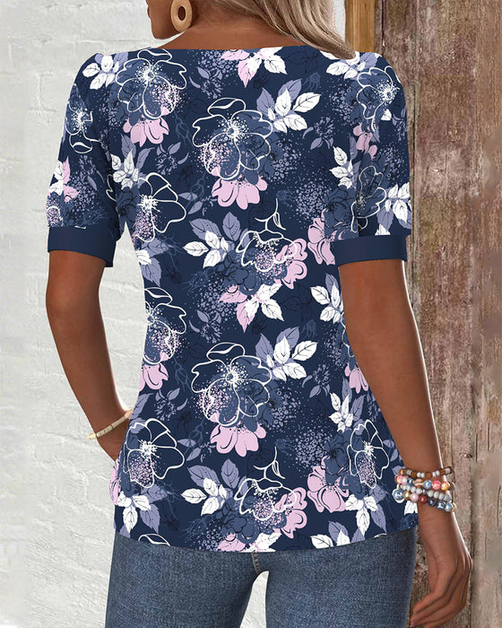 Bluse Avskjæret Kortermet Trykt