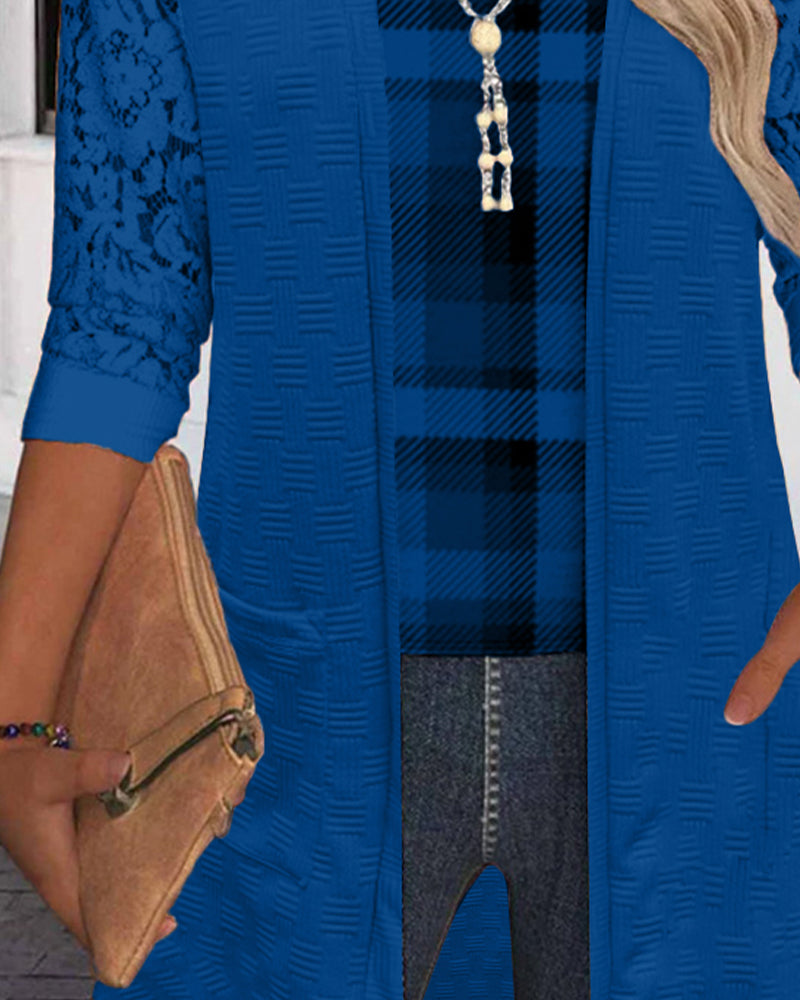 Topp Med Faux Todelt Rutemønster